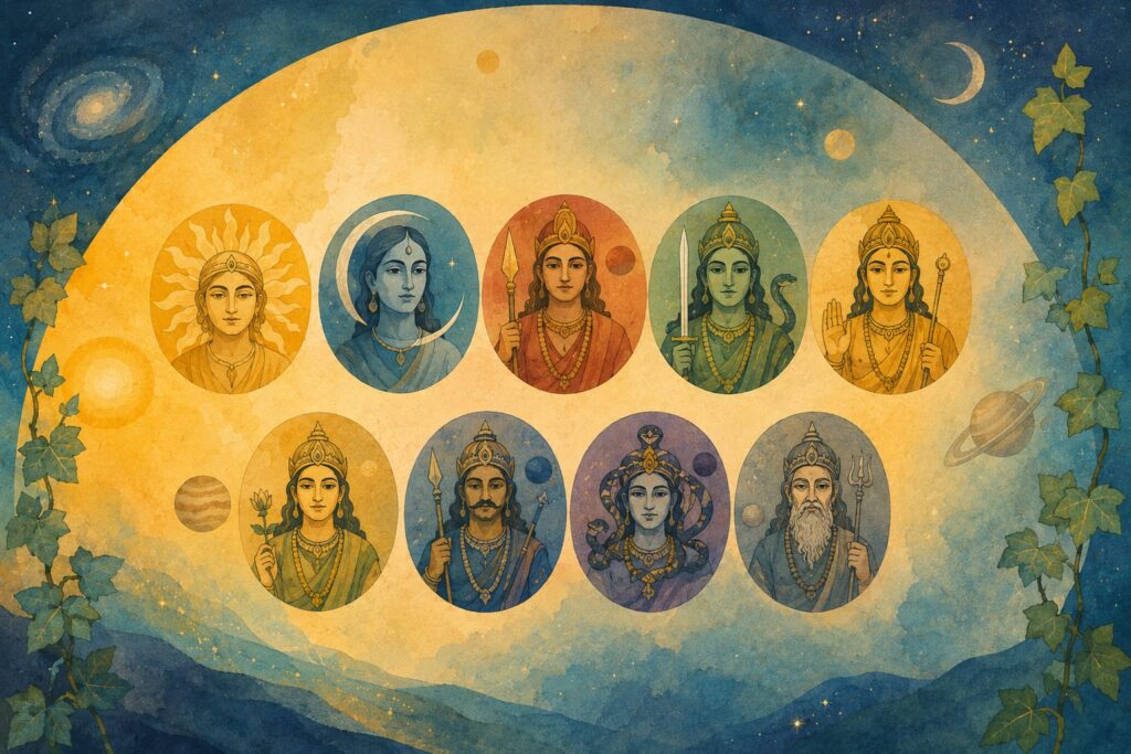 De 9 graha's van de Vedische astrologie