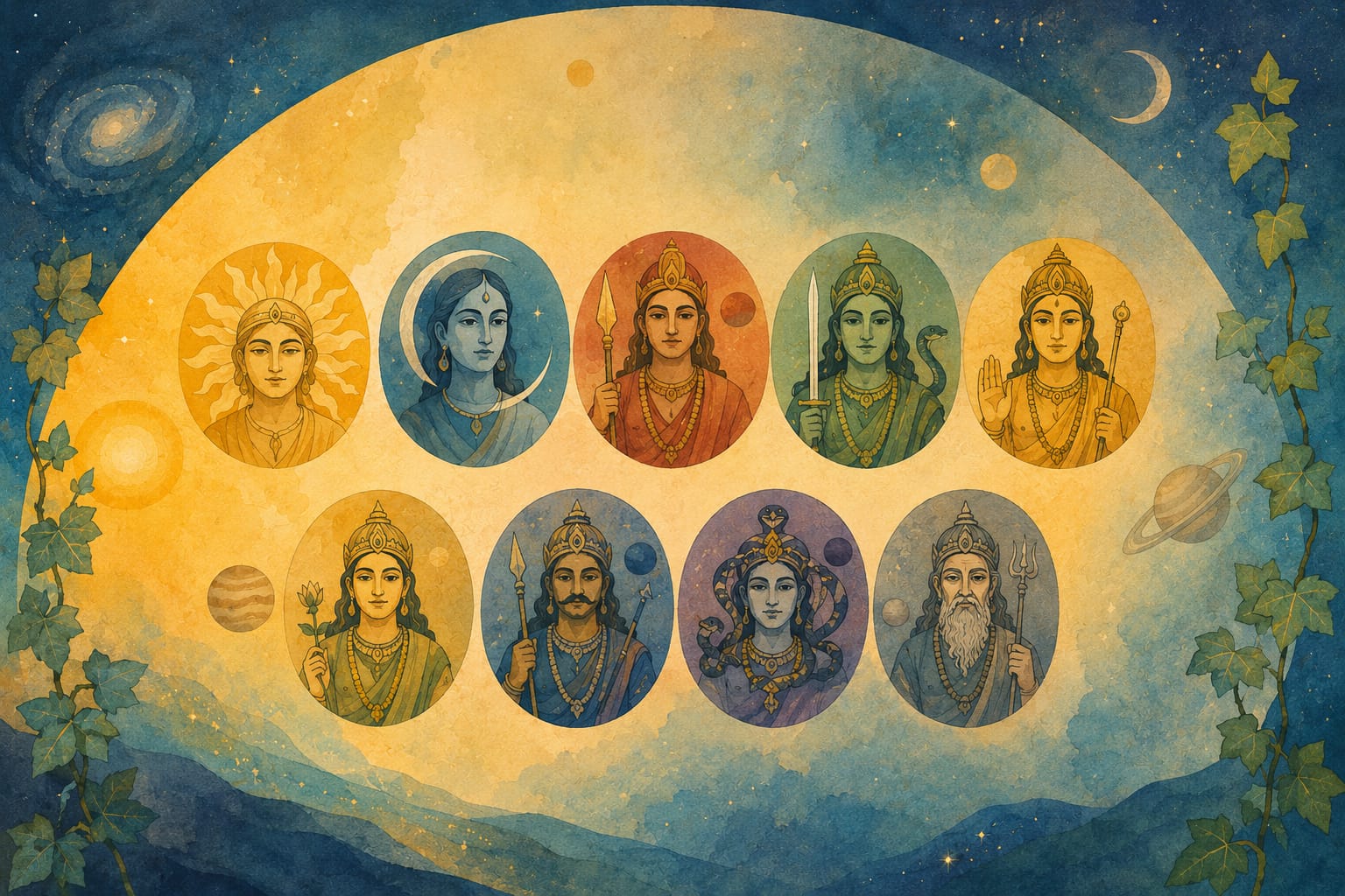 De 9 graha's van de Vedische astrologie